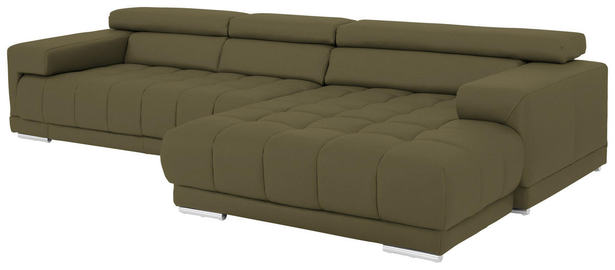 ECKSOFA in Echtleder Grün  - Chromfarben/Grün, Design, Leder/Metall (330/190cm) - Beldomo Speed