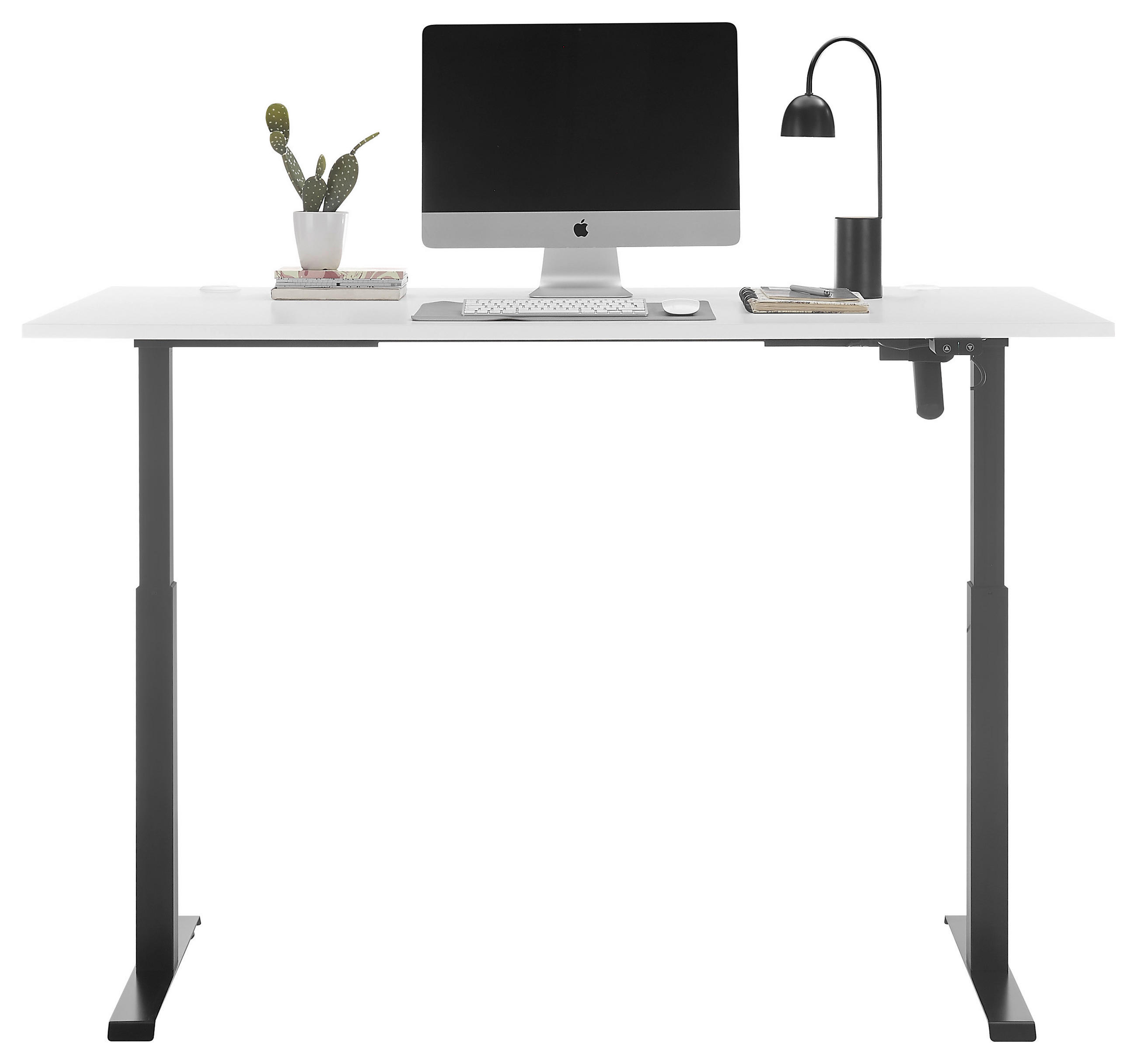 SCHREIBTISCH in Weiss - Weiss/Schwarz, Modern, Holzwerkstoff/Metall (160/72/72cm) - Livetastic