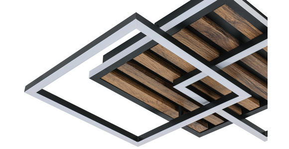 LED-DECKENLEUCHTE 45/45/9,5 cm  - Eichefarben/Schwarz, Trend, Holzwerkstoff/Kunststoff (45/45/9,5cm) - Novel