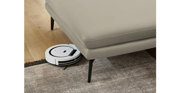 ECKSOFA in Echtleder Ecru 180/310 cm - Ecru/Schwarz, Design, Leder/Metall (180/310cm) - Dieter Knoll