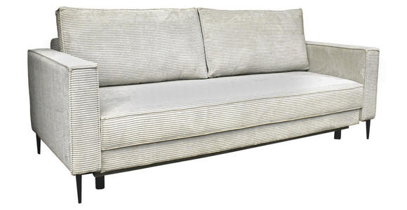 SCHLAFSOFA Cord Naturfarben  inkl. Rückenkissen, Bettkasten, Schlaffunktion, Rücken echt, Liegefläche im Originalstoff  - Schwarz/Naturfarben, KONVENTIONELL, Textil/Metall (222/93/98cm) - Carryhome