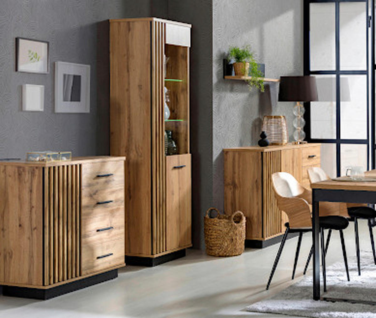 KOMMODE  in 90/88,2/40 cm  - Eiche Wotan/Schwarz, MODERN, Holzwerkstoff/Kunststoff (90/88,2/40cm) - home24