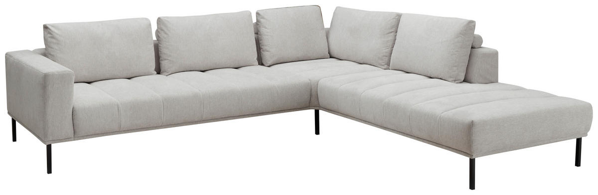 ECKSOFA in Flachgewebe Creme  - Creme/Schwarz, Design, Textil/Metall (308/270cm) - Pure Home Lifestyle