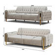 3-SITZER-SOFA Velours Beige  - Beige/Goldfarben, KONVENTIONELL, Textil/Metall (264/90/97cm) - Carryhome