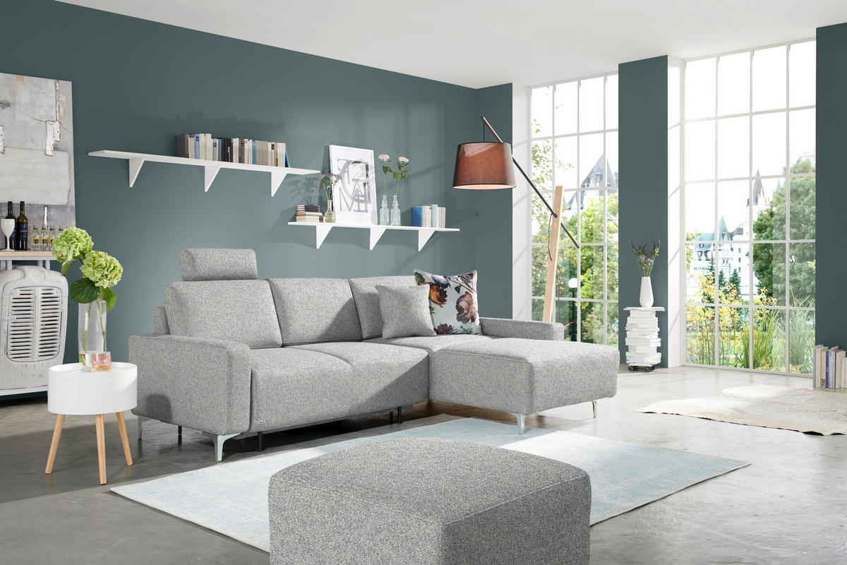 ECKSOFA  in Mikrovelours Naturfarben  248/160 cm  - Alufarben/Naturfarben, Design, Textil/Metall (248/160cm) - Sedda