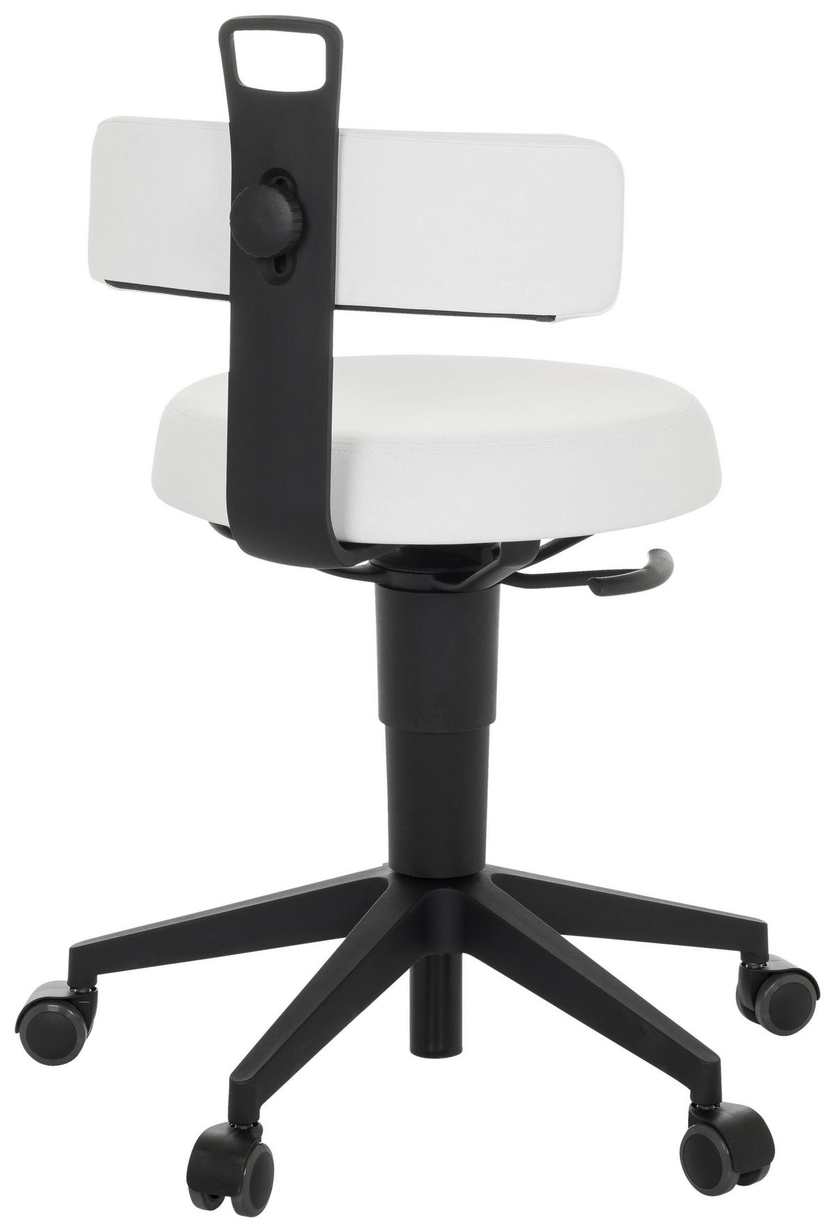 KONTORSPALL  vit  - vit/svart, Basics, läder/plast (40/74-86/46cm) - MID.YOU
