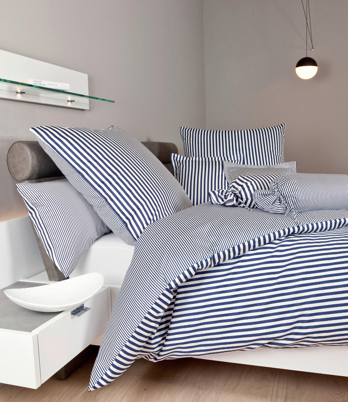 WENDEBETTWÄSCHE Giorgio Makosatin 200/220 cm  - Weiß/Dunkelblau, KONVENTIONELL, Textil (200/220cm) - Janine