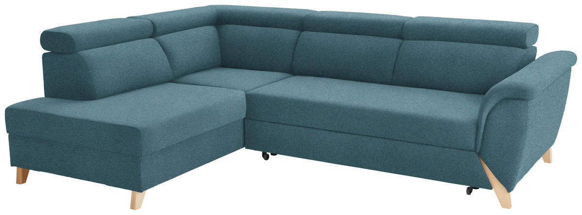 ECKSOFA Chenille Blau  - Blau/Naturfarben, Konventionell, Holz/Textil (200/265cm) - Stylife