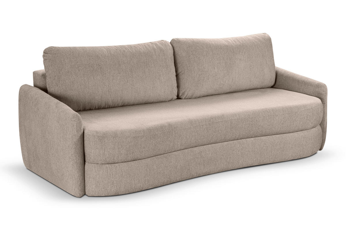 SCHLAFSOFA DIANA  mit Liegefunktion Struktur Beige  - Beige/Schwarz, Basics, Kunststoff/Textil (231/93/108cm) - MID.YOU