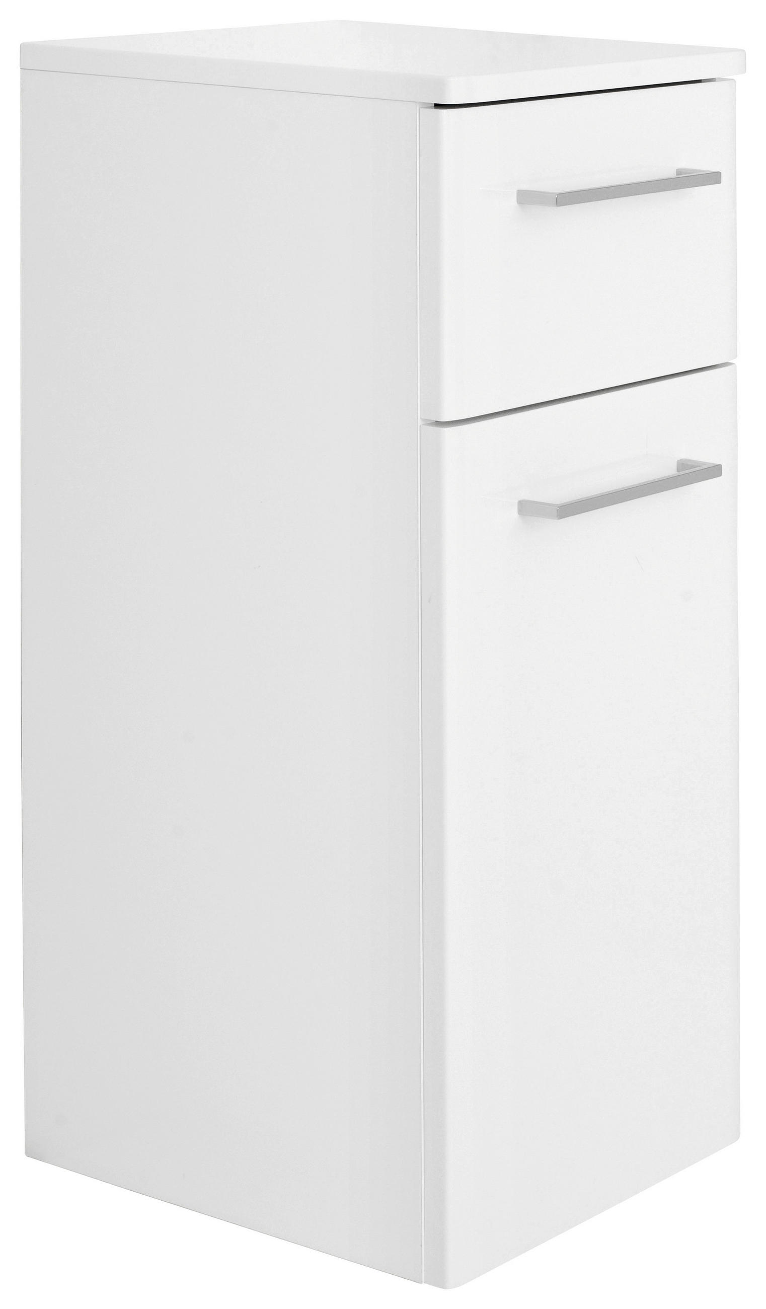 ALSÓSZEKRÉNY 30/72/33 cm  - króm/magasfényű fehér, Konventionell, faalapú anyag/Üveg (30/72/33cm) - Xora