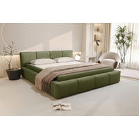 POLSTERBETT 180/200 cm,  in Grün, Lattenrost, Bettkasten,  - Schwarz/Grün, Design, Holz/Textil (180/200cm) - Xora