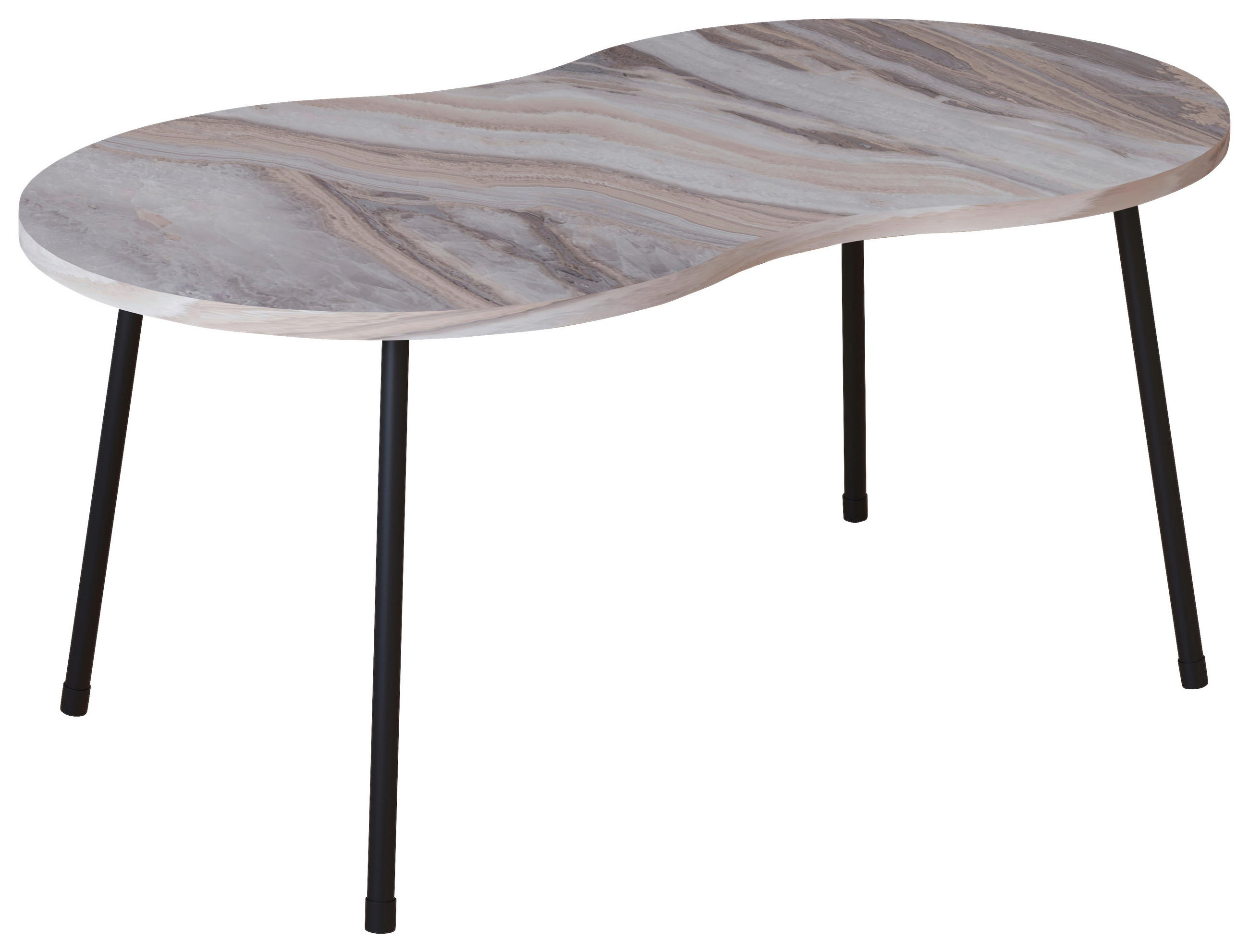 COUCHTISCH 90/41/42 cm formgebogen Weiß  - Schwarz/Weiß, Design, Holzwerkstoff (90/41/42cm) - MID.YOU