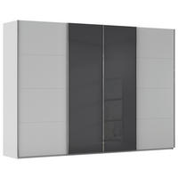 SCHWEBETÜRENSCHRANK 316/223/68 cm,  in Schwarz, Seidengrau, 4 Tür(en)  - Chromfarben/Seidengrau, KONVENTIONELL, Glas/Holzwerkstoff (316/223/68cm) - Novel