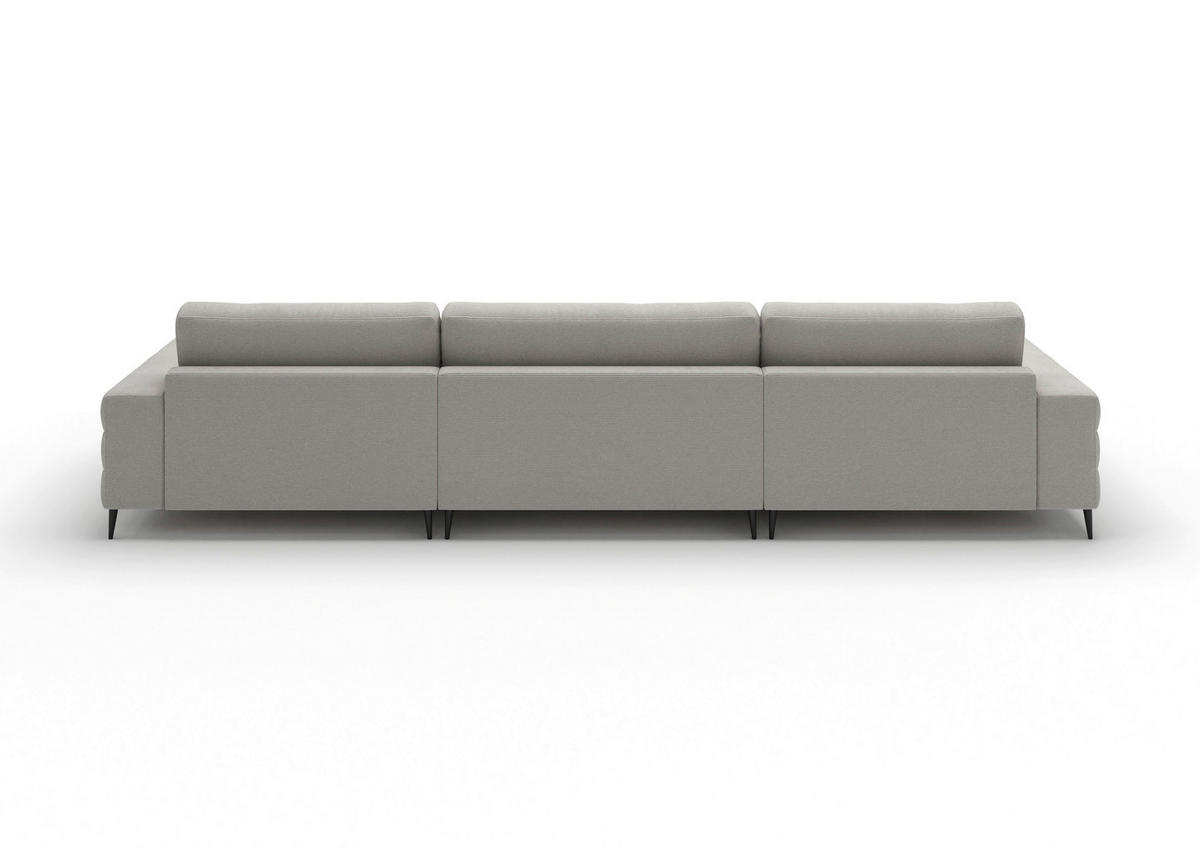 WOHNLANDSCHAFT Badia Base Weiß Feincord  - Schwarz/Weiß, Design, Textil/Metall (177/376/177cm) - Dieter Knoll