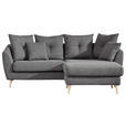 ECKSOFA Dunkelgrau Flachgewebe  - Dunkelgrau/Buchefarben, KONVENTIONELL, Holz/Textil (210/156cm) - Carryhome