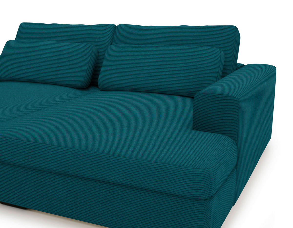 BIGSOFA in Cord Petrol  - Petrol/Schwarz, Design, Textil (223/80/158cm) - Lomoco