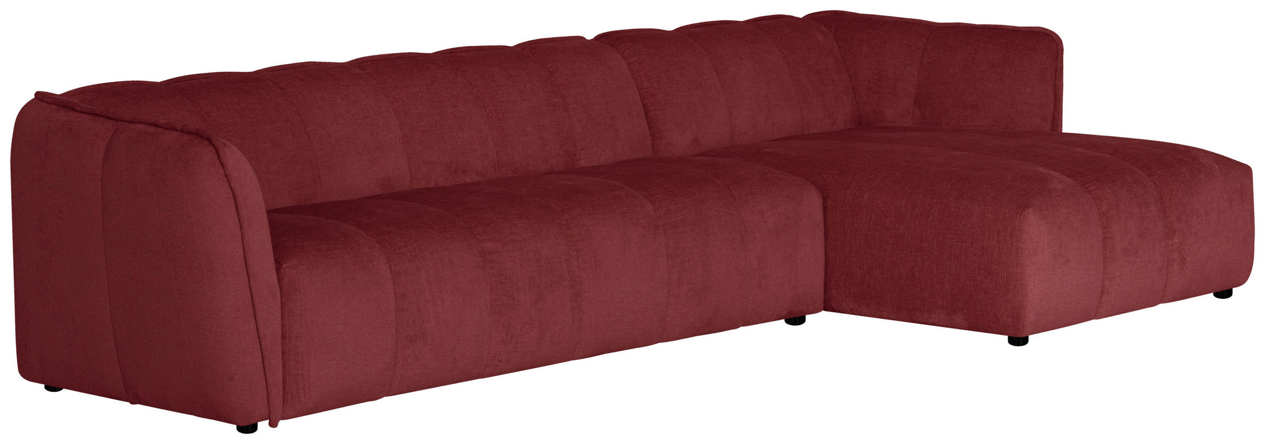ECKSOFA LIVOLI in Chenille Bordeaux  306/160 cm  - Bordeaux/Schwarz, Design, Textil (306/160cm) - MID.YOU