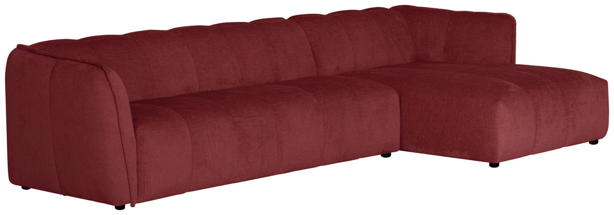 ECKSOFA LIVOLI in Chenille Bordeaux  306/160 cm  - Bordeaux/Schwarz, Design, Textil (306/160cm) - MID.YOU