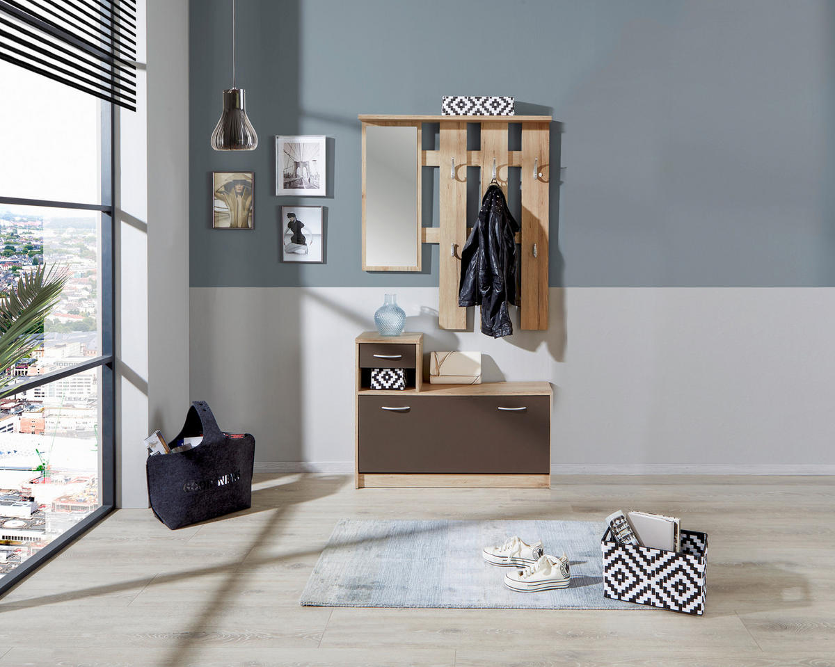 GARDEROBE  in 100/190/26 cm  - Eichefarben/Braun, KONVENTIONELL, Glas/Holzwerkstoff (100/190/26cm) - MID.YOU