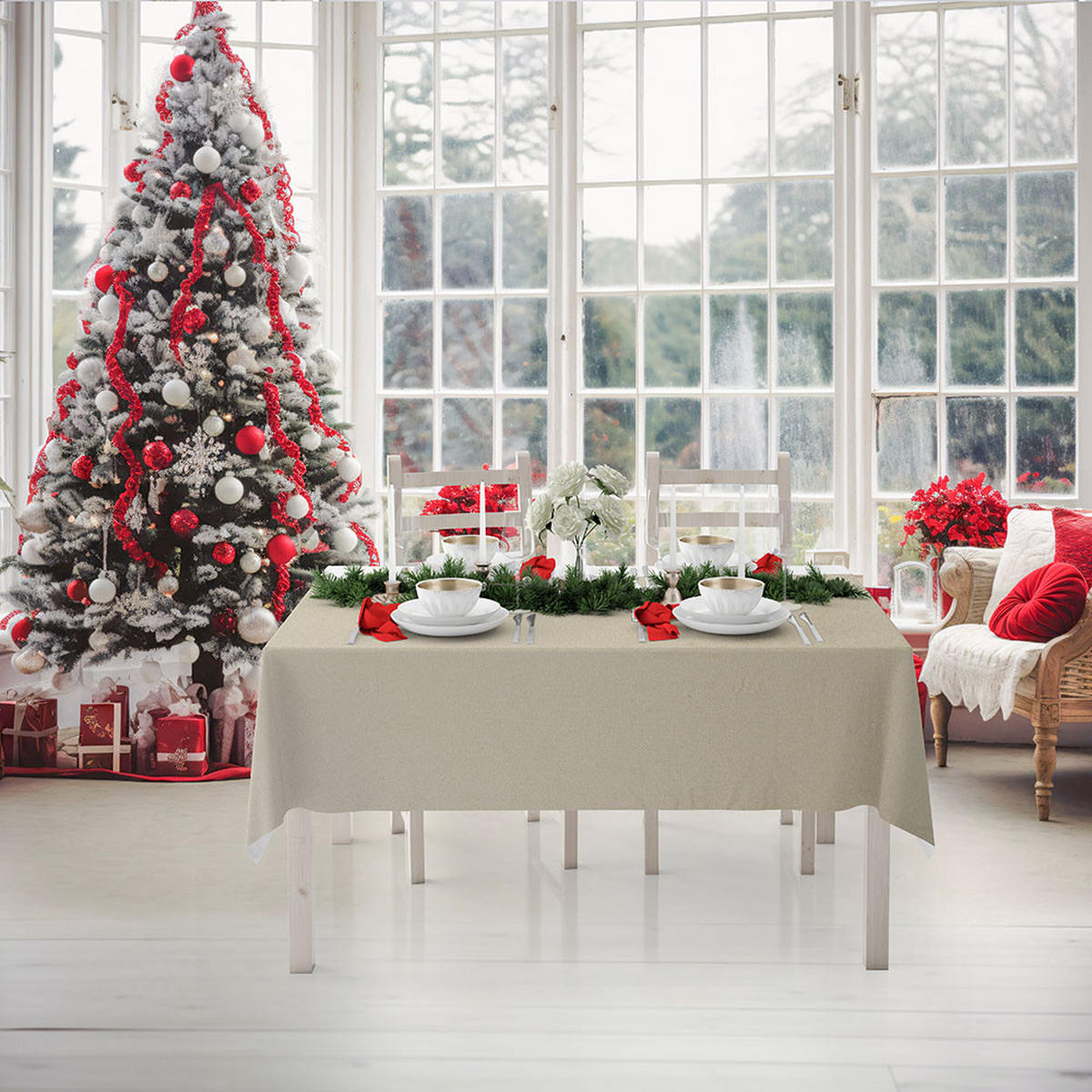 NADSTOLNJAK 40/140 cm    - bež/srebrna, Osnovno, tekstil (40/140cm) - X-Mas