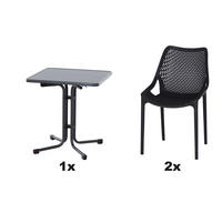 GARTENGARNITUR 3-teilig Stahl  - Anthrazit, Basics, Kunststoff/Metall (70/81/70cm) - Siena Garden