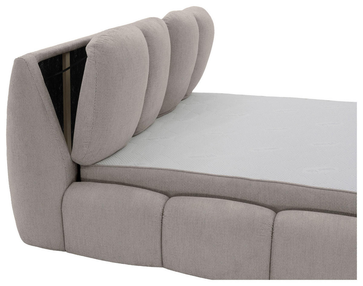 POLSTERBETT 180/200 cm,  in Sahara, gepolstertes Kopfteil, Lattenrost, Bettkasten,  - Schwarz/Sahara, Design, Holz/Kunststoff (180/200cm) - Chameo