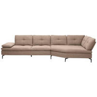 ECKSOFA in Flachgewebe Taupe  344/157 cm  - Taupe/Schwarz, Design, Textil/Metall (344/157cm) - Chilliano