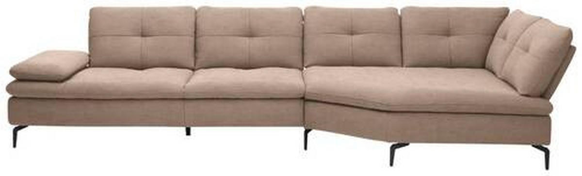ECKSOFA in Flachgewebe Taupe  344/157 cm  - Taupe/Schwarz, Design, Textil/Metall (344/157cm) - Chilliano