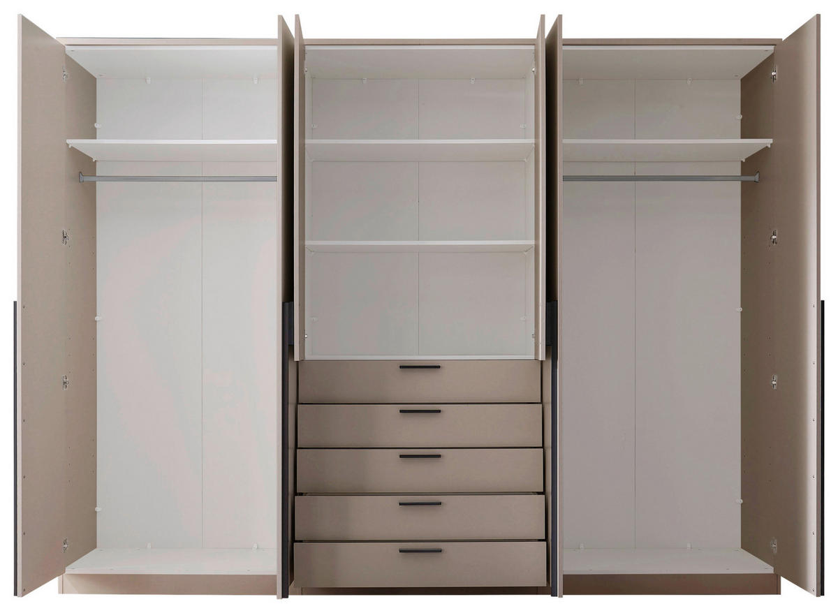 KLEIDERSCHRANK 270/210/52 cm,  in Kaschmir, 6-türig  - Kaschmir/Alufarben, KONVENTIONELL, Holzwerkstoff/Kunststoff (270/210/52cm) - Livetastic