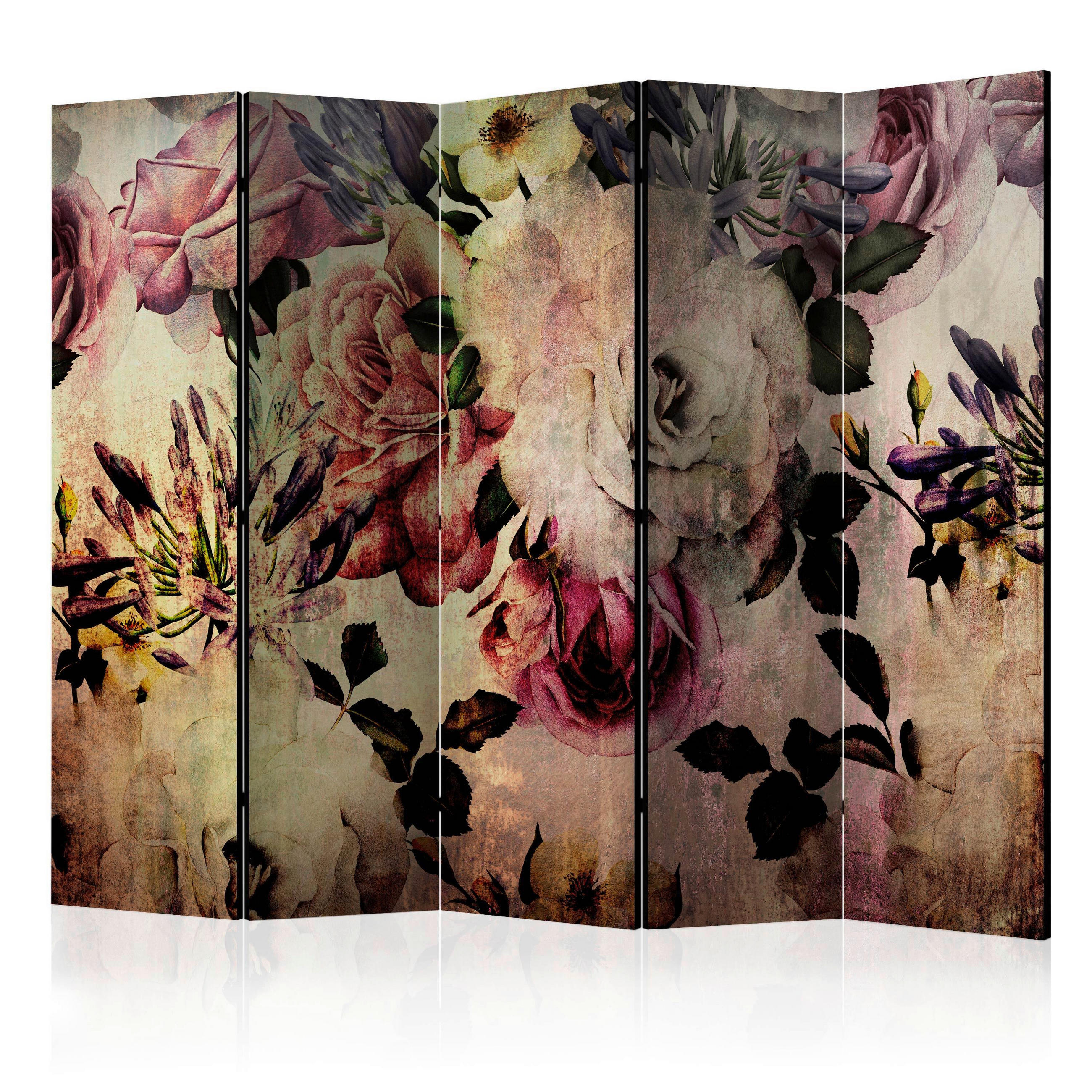 PARAVENT mit 5  Flügel - Beige/Rosa, Basics, Holz/Kunststoff (225/172/3cm) - artgeist