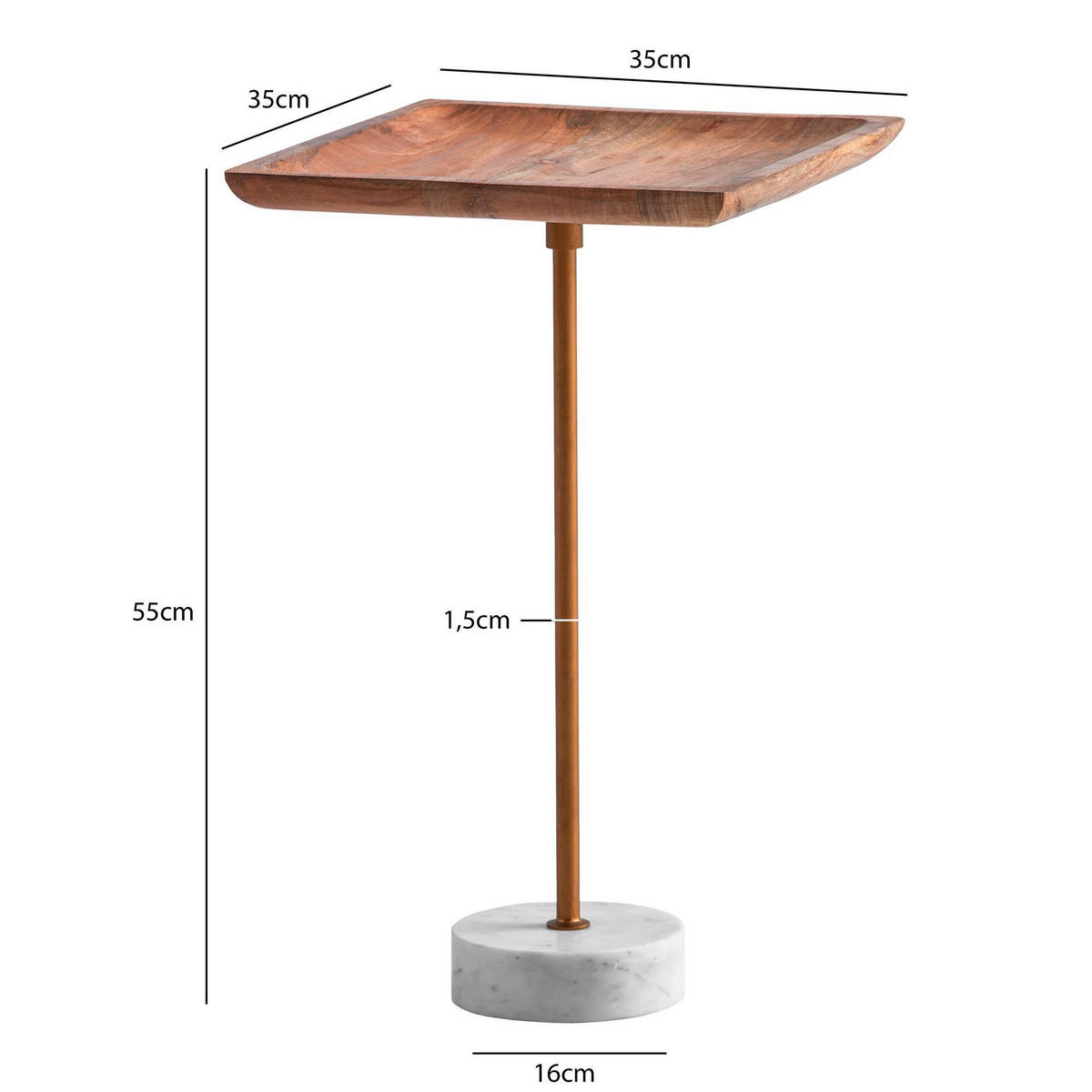 BEISTELLTISCH in Holz 35/35/55 cm  - Weiss/Eichefarben, Design, Holz/Stein (35/35/55cm) - Livetastic