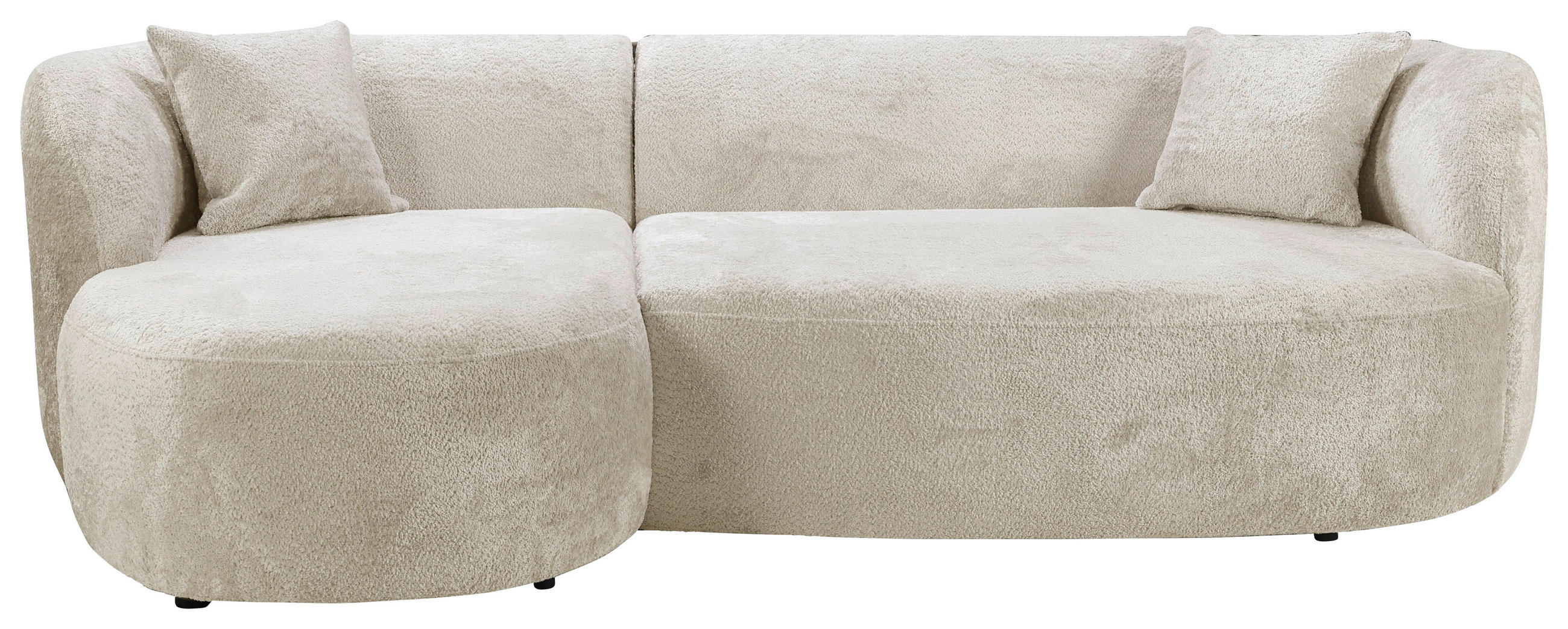 ECKSOFA Weiß Bouclé  - Schwarz/Weiß, Design, Kunststoff/Textil (143/264cm) - MID.YOU