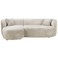 ECKSOFA in Bouclé Weiss  - Weiss/Schwarz, Design, Kunststoff/Textil (143/264cm) - MID.YOU