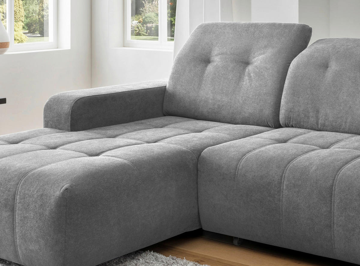 ECKSOFA Vicari Dunkelgrau Chenille  - Dunkelgrau/Schwarz, MODERN, Textil/Metall (292/185cm) - Livetastic