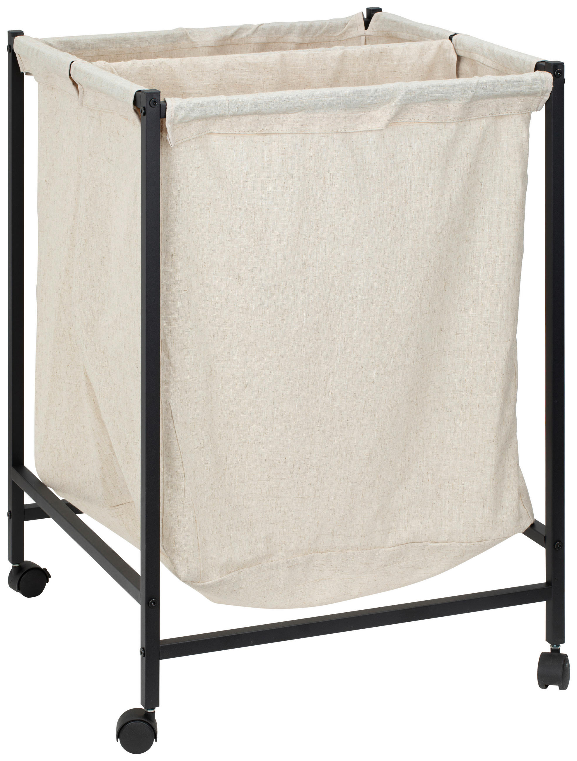 WÄSCHEKORB - Schwarz, MODERN, Textil/Metall (55/80/56cm) - PBJ