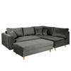 ECKSOFA inkl. Hocker Ariella Anthrazit Samt Rückenkissen, Hocker  - Anthrazit/Naturfarben, Design, Holz/Textil (231/161cm) - Livetastic