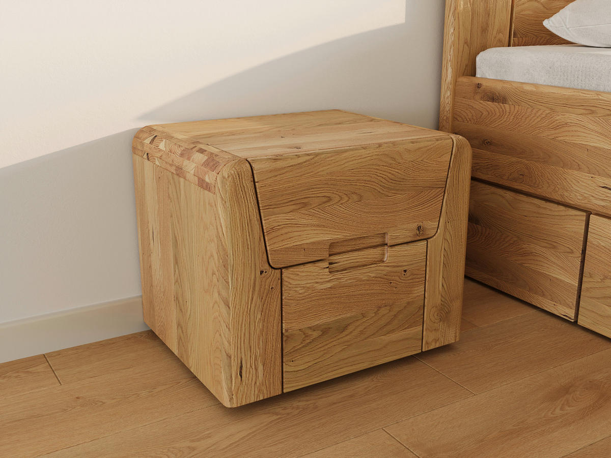 NACHTKÄSTCHEN in vollmassiv Wildeiche Naturfarben, Wildeiche  - Wildeiche/Naturfarben, MODERN, Holz (50/40/42cm) - MID.YOU