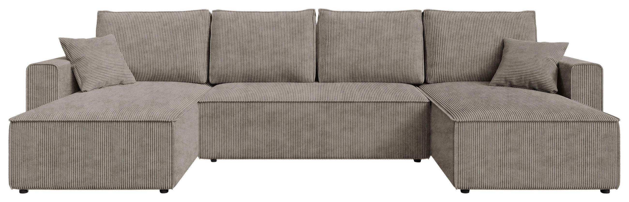 WOHNLANDSCHAFT Taupe Cord  - Taupe/Schwarz, KONVENTIONELL, Kunststoff/Textil (140/305/140cm) - Carryhome