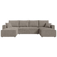 WOHNLANDSCHAFT Taupe Cord  - Taupe/Schwarz, KONVENTIONELL, Kunststoff/Textil (140/305/140cm) - Carryhome