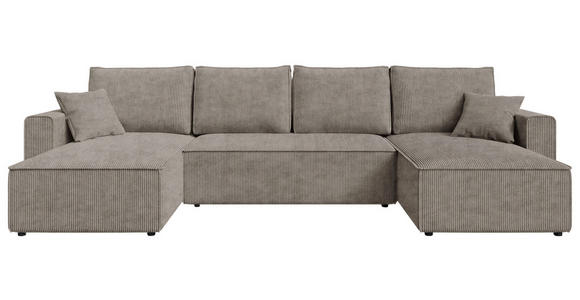 WOHNLANDSCHAFT Taupe Cord  - Taupe/Schwarz, KONVENTIONELL, Kunststoff/Textil (140/305/140cm) - Carryhome