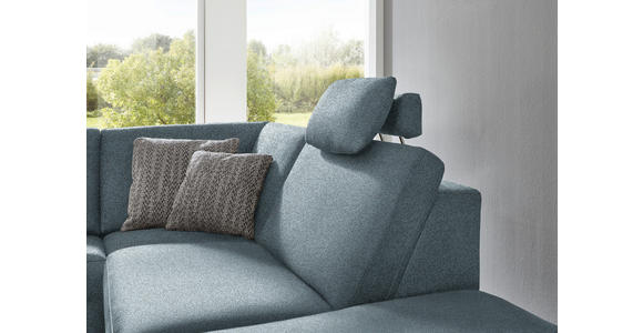 ECKSOFA in Mikrofaser Blau 275/242 cm - Blau/Alufarben, Design, Textil/Metall (275/242cm) - Dieter Knoll