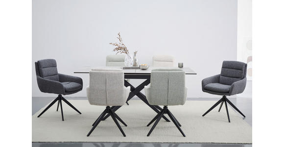 ARMLEHNSTUHL  Stoffauswahl, Sitzfläche 360° drehbar, automatische Rückholfunktion Flachgewebe  - Anthrazit/Schwarz, Design, Textil/Metall (60/89/69cm) - Novel