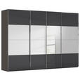 SCHWEBETÜRENSCHRANK  in Graphitfarben, Schwarz  - Chromfarben/Graphitfarben, Design, Glas/Holzwerkstoff (316/235/68cm) - Novel
