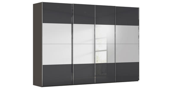SCHWEBETÜRENSCHRANK  in Graphitfarben, Schwarz  - Chromfarben/Graphitfarben, Design, Glas/Holzwerkstoff (316/235/68cm) - Novel