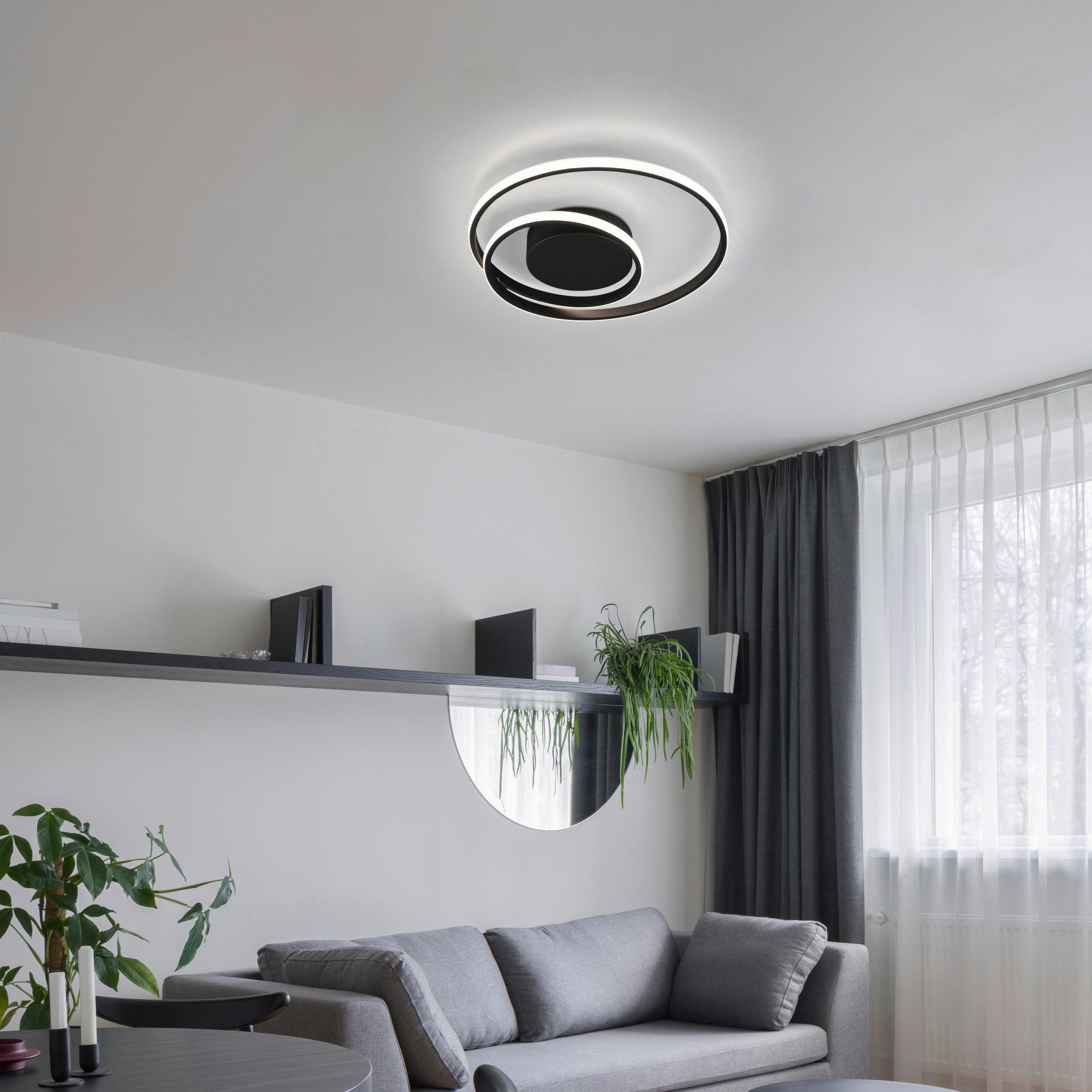 LED-DECKENLEUCHTE 39/7 cm - Schwarz/Weiß, Design, Kunststoff/Metall (39/7cm)