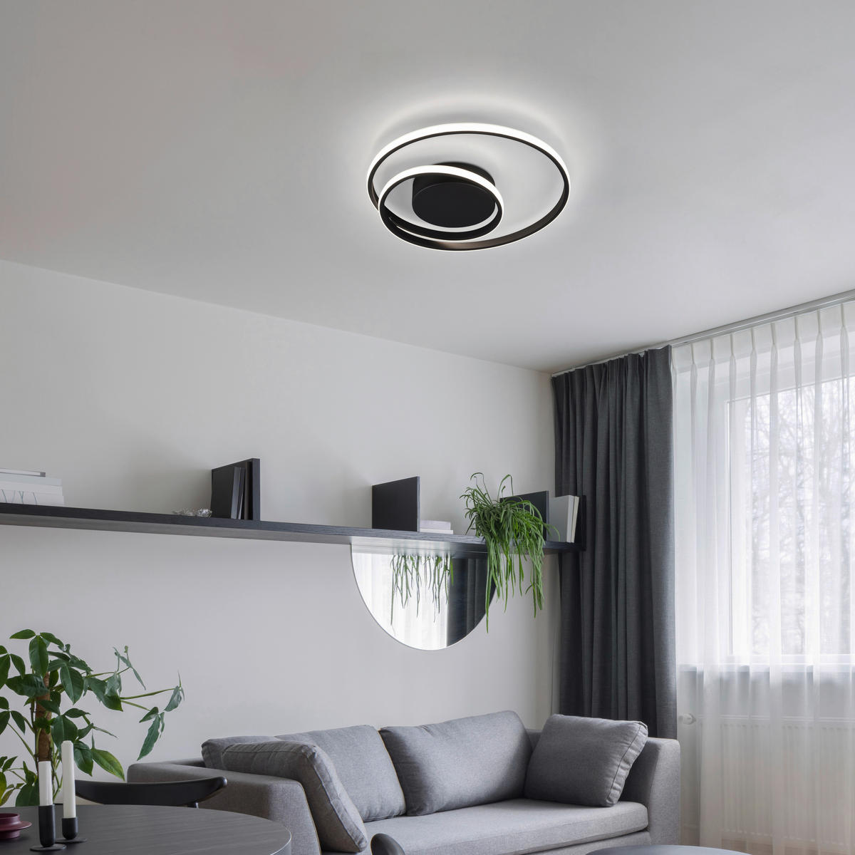 LED-DECKENLEUCHTE 39/7 cm   - Schwarz/Weiß, Design, Kunststoff/Metall (39/7cm)