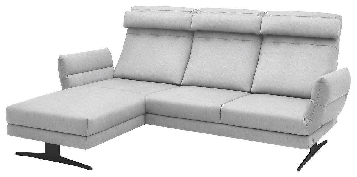 ECKSOFA in Flachgewebe Creme  176-217/279-327 cm  - Creme/Schwarz, Design, Textil/Metall (176-217/279-327cm) - Dieter Knoll