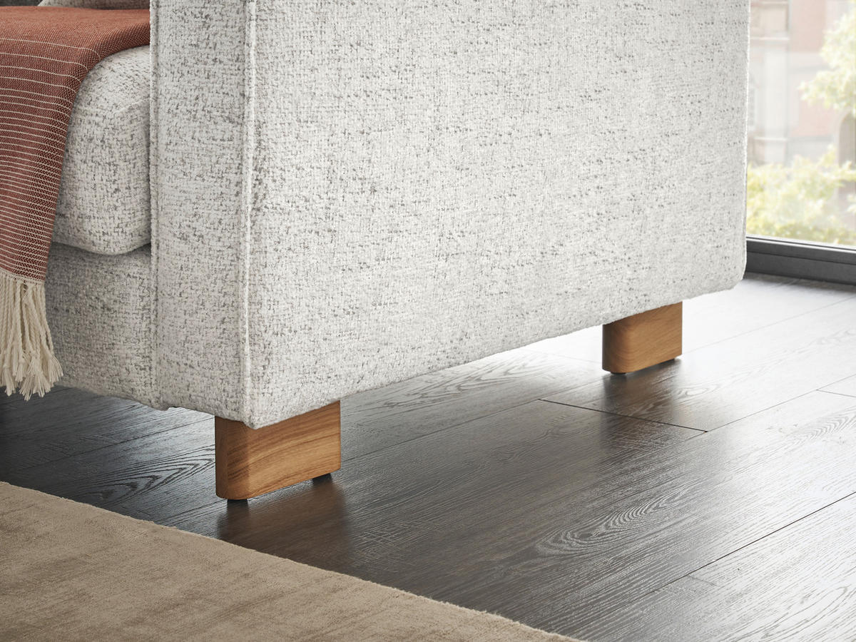 ECKSOFA Hellgrau Chenille  - Eichefarben/Hellgrau, KONVENTIONELL, Holz/Textil (186/318cm) - SetOne by Musterring