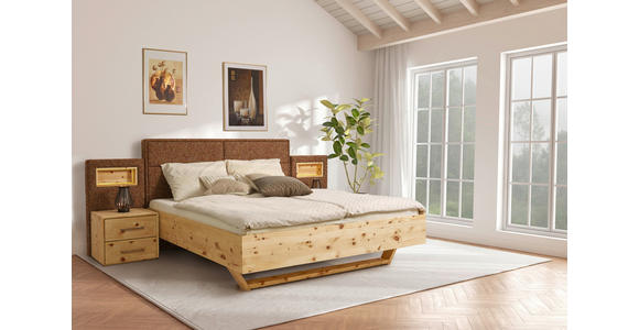 BETT 180/200 cm in Orange, Zirbelkieferfarben - Zirbelkieferfarben/Orange, Natur, Holz/Textil (180/200cm) - Valnatura
