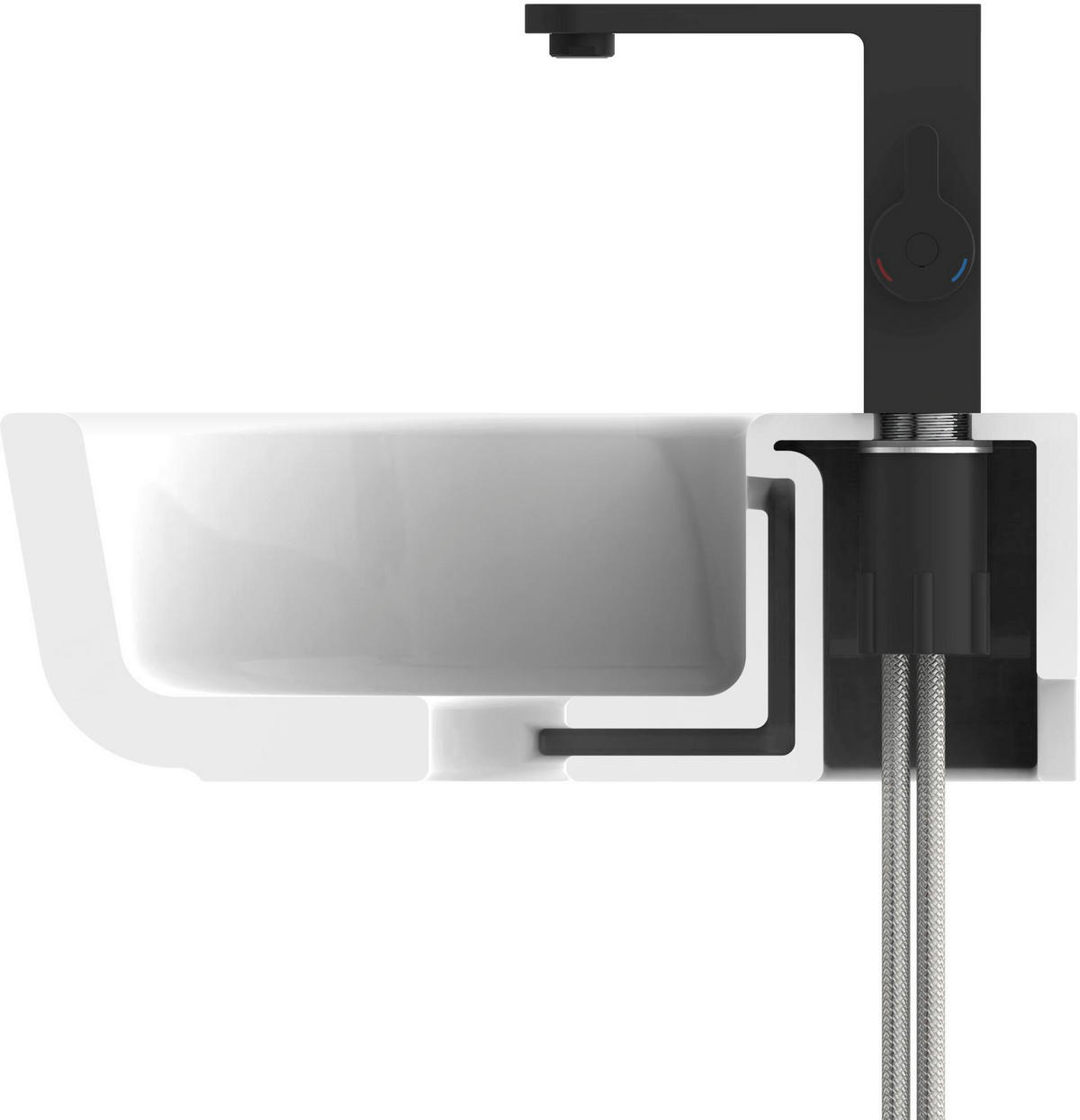 WASCHTISCHARMATUR 4,5/15,0/16,8 cm  - Schwarz, Basics, Metall (4,5/15,0/16,8cm)
